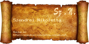 Szendrei Nikoletta névjegykártya